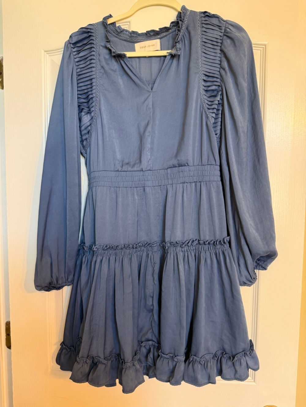 Dear John Blue Ruffled Long-Sleeve Dress